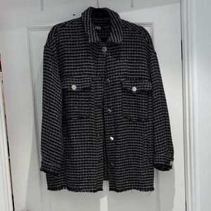 Zara Black and White Tweed Jacket